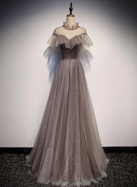 A love story begins with a young Claude who met Y/n Laurier by the la… #romance #Romance #amreading #books #wattpad Prom Dress Tulle, Tulle Long Prom Dress, Grey Evening Dresses, Simple Prom Dress, 파티 드레스, Tulle Evening Dress, Illusion Tulle, Sequin Prom Dress, Dress Tulle