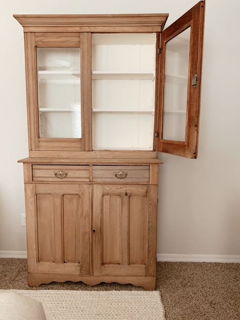 Stripping Furniture With Denatured Alcohol, And Bleaching Bleached Wood China Cabinet, Diy Vintage Bookcase, Natural Wood China Cabinet, White Oak China Cabinet, Antique Wood Cabinet, Pine Cabinet Makeover, Pine Furniture Living Room, White Oak Hutch, Refinished Pine Furniture