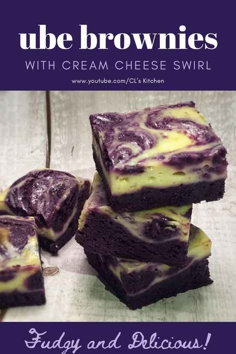 Best Filipino Desserts, Ube Cheesecake Brownies, Ube Cheesecake Bars, Ube Brownies Recipe, Jasmine Cupcakes, Ube Cream Cheese, Ube Brownies, Ube Cheesecake Recipe, Ube Recipe