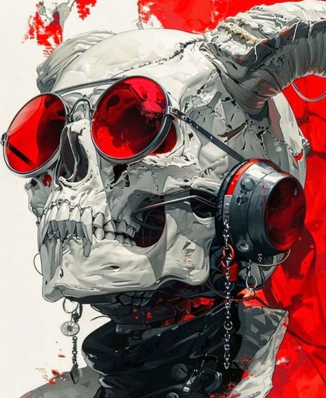 Punk Skull Art, Music Graffiti, Red Photos, Notan Art, Scene Drawing, Samurai Artwork, Psy Art, Warhammer 40k Art, New Media Art