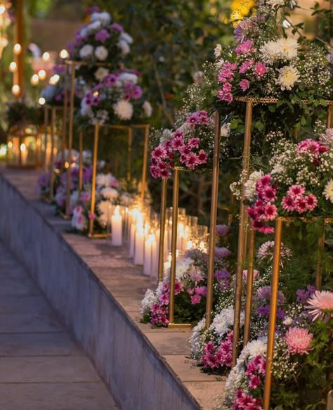 Pathway For Wedding, Reception Pathway Decor, Reception Passage Decor, Wedding Pathway Ideas Outdoor, Sangeet Props, Wedding Entrance Decor Walkways, Pathway Decor Wedding, Wedding Pathway Decor, Indian Wedding Decor Ideas