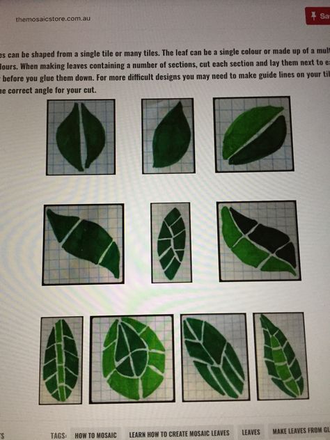 Mosaic Leaves Pattern, Pine Leaf, Mosaic Tile Art, Mosaic Diy, Tile Art, Mosaic Tile, Leaf Shapes, Leaf Design, Leaf Pattern