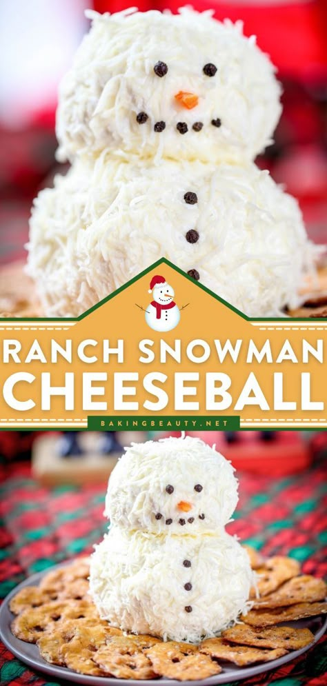 Snowman Cheeseball Christmas, Cheeseball Christmas, Snowman Charcuterie, Christmas In July Food, Christmas Cheeseball, Snowman Cheeseball, Snowman Recipes, Hometown Christmas, Christmas Dip