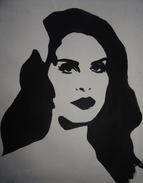 Lana Del Rey Lana Del Rey Pop Art, Ldr Art, Black And White Pop Art, Pop Art Paintings, Lana Del Rey Art, Face Stencils, Black And White Painting, Pop Art Painting, Black And White Drawing