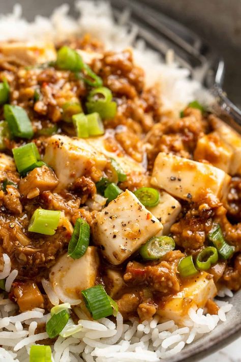 This easy vegan mapo tofu recipe takes just 25 minutes to make from start to finish! It’s spicy, saucy, and loaded with plant-based protein. Vegan Mapo Tofu Recipe, Mapo Tofu Recipe, Tofu Tacos, Mapo Tofu, Tofu Recipe, Vegan Asian, Vegan Gluten Free Recipes, Savory Recipes, Tofu Recipes