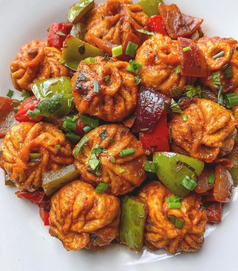 Plated Pleasure on Instagram: “A full plate of this hot and spicy C-momo(chili-dumplings) is good enough to cheer me up when I’m feeling low. Needless to say, I’m a huge…” Momo Food, Chicken Momos, Indian Fast Food, Delicious Food Image, Skillet Dinner Recipes, Feeling Low, Fast Food Menu, Hot And Spicy, Vegetarian Fast Food