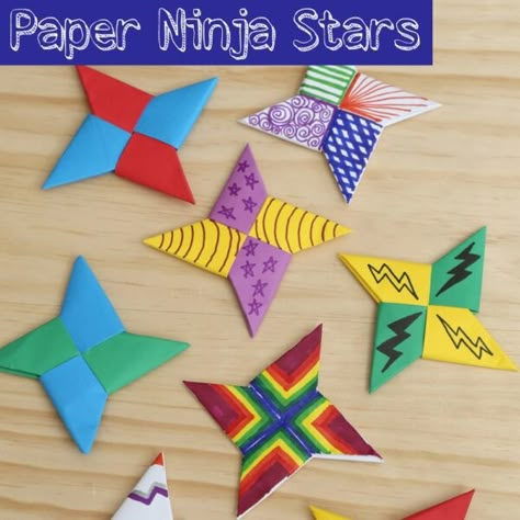 Paper Ninja Stars, Ninja Stars, Ninja Star, Folding Origami, Cool Paper Crafts, Crafts For Boys, Origami Art, Upper Elementary, Kids Entertainment