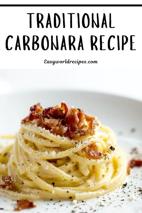 Carbonara Pasta Recipes, Classic Carbonara Recipe, Healthy Carbonara, Italian Carbonara Recipe, Traditional Carbonara Recipe, Authentic Carbonara, How To Make Carbonara, Carbonara Recipe Creamy, Italian Carbonara