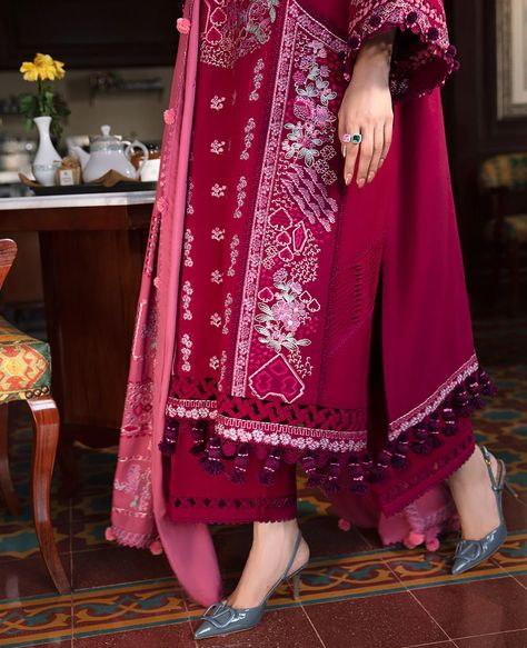 Republic Womenswear, Tassels Fashion Clothing, Fashion Window Display, Pakistani Suits Online, Green Embroidery, Luxury Wear, Fabric Stores Online, Top Fabric, Fabric Online