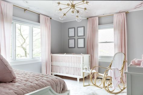 Pink Baby Room, Pink And Grey Room, Pink And Gray Nursery, Fairytale Nursery, Kids Room Paint, Girl Nursery Room, Grey Nursery, Grey Room