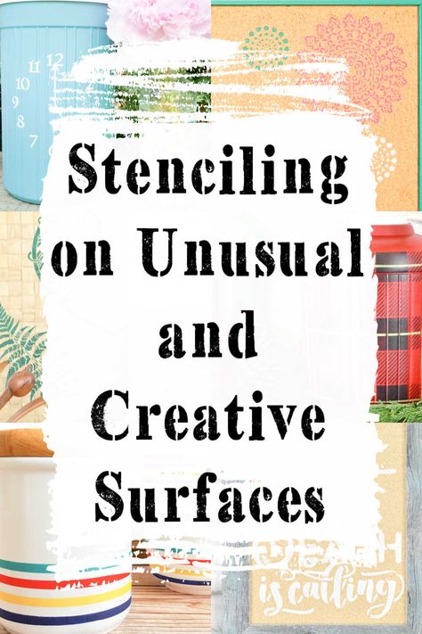 Stenciling on wood and walls is so yesterday. From sandpaper to bamboo, window screen to terracotta, there are SO MANY other surfaces to try stenciling on. Here are some fabulous and inventive ideas to play around with stencil art for your next project. Design For Stencil Printing, Stencil Furniture Ideas Diy Projects, Stencil Ideas Art, How To Stencil On Wood, Stenciling On Wood, Stenciled Furniture Diy, Stencil On Wood, Decorative Metal Sheets, Bamboo Window