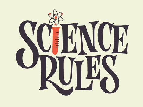 Science Rules retro logo design Science Lettering, Science Calligraphy, Science Calligraphy Design, Science Lettering Design, Science Typography, Science Typography Design, 50s Typography, Science Graphic Design, Font Logo Design