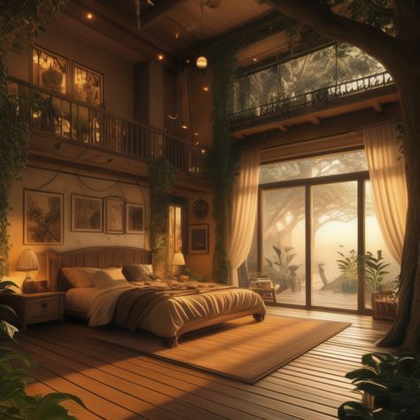 Balcony With Curtains, Spacious Bedroom Ideas, Underground Bedroom, Massive Bedroom, Characters Expressions, High Ceiling Bedroom, Huge Bedroom, Big Bedroom, Suite Room