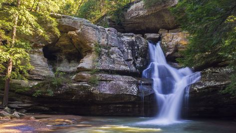 Insider recently released a list of 20 stunning, little-known places in the U.S. and Ohio's very own Cedar Falls in Hocking Hills made the cut. Ohio Hiking, Hocking Hills State Park, Downtown Cincinnati, Ohio Travel, Hocking Hills, Waterfall Adventure, Largest Waterfall, Hiking Spots, Us Road Trip