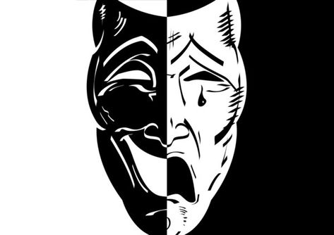 I like how its one mask with both emotions rather than drawing both masks Drama Mask Tattoo, Niccolo Machiavelli, Fox Tattoo Design, Laugh Now Cry Later, Drama Masks, Stippling Art, Mask Drawing, Theatre Masks, Joker Tattoo