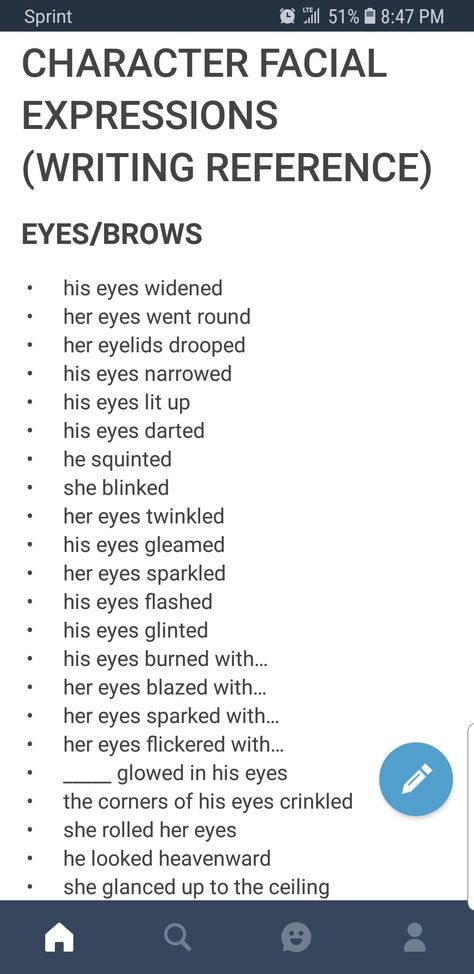 Character's Facial Expressions (Writing Reference) Writing Tips Facial Expressions, Character Skills Writing, Confused Expression Writing, How To Describe Facial Features, Facial Expression Writing, Words For Facial Expressions, Facial Expressions In Writing, How To Write Facial Expressions, Facial Expressions Words