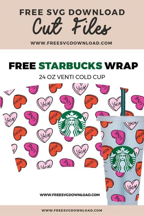 Vinyl Cup Wrap Svg, Free Starbucks Svg For Cricut, Free Svg Files For Starbucks Cups, Cold Cup Svg Free, Starbucks Cold Cup Wrap, Meaningful Crafts, Valentines Cricut, Cricut Valentines Projects, Circuit Joy