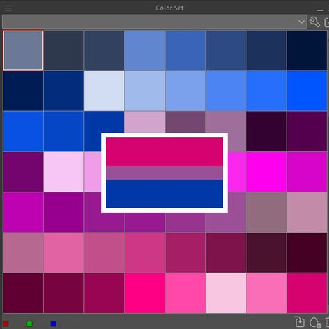 Here's a colour palette/set inspired by the bisexual pride flag! Happy Pride! Lesbian Colour Palette, Pride Color Palette, Pride Colour Palette, Pride Flag Color Palette, Trans Flag Color Palette, Pride Flag Hex Codes, Lgbtq Color Palette, Lgbt Flag Colors, Procreate Palettes