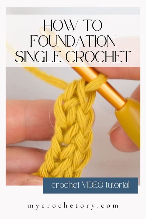 How to Foundation single crochet (Fsc) - MyCrochetory Foundationless Single Crochet, Foundation Sc Crochet, Single Foundation Crochet, Foundation Single Crochet How To, Crochet Foundation Single Crochet, Foundation Crochet Stitch, Foundation Single Crochet Tutorial, Crochet Learning Step By Step, Foundation Stitch Crochet