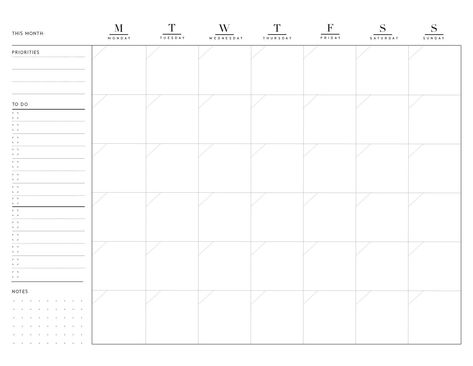 Good Notes Monthly Planner Template, Monthly Planner Template Landscape, Month Schedule Planner, Month Planner Template, Goodnotes Monthly Planner, Monthly Bullet Journal Layout, Monthly List, Free Planner Inserts, Monthly Bullet Journal