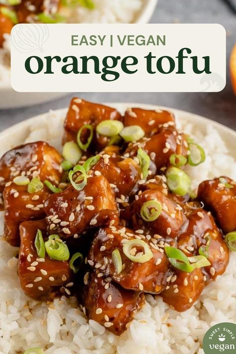 Healthy Vegan Chinese Food, Cornstarch Tofu, Frozen Tofu Recipe, Vegan Orange Chicken Sauce, Vegan Orange Chicken, Tofu Orange Chicken, Sticky Orange Tofu, Orange Chicken Tofu Recipe, Orange Tofu