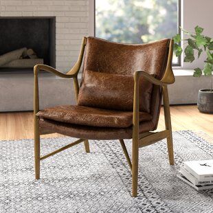 Jofran 31" Wide Top Grain Leather Armchair | Wayfair Armchairs Uk, Furnitur Ruang Keluarga, Contemporary Accent Chair, Toss Pillow, Leather Accent Chair, Eric Church, Design Salon, Minimalist Silhouette, Decor Themes