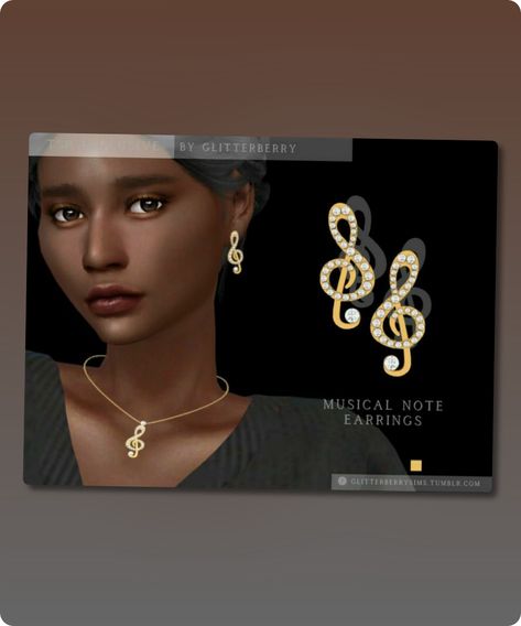 Sims 4 Musical Note Earrings A gold earring with diamonds. Revision: 2 Filesize: 335 KB Recoloring Allowed: No Polycount LOD 0 (highest): 3632 Polycount LOD 1: 3632 Polycount LOD 2: 1774 Polycount LOD 3 (lowest): 804 Author: Glitterberryfly #sims4 #gaming #diamond #sims4cc #earrings #accessories Sims 4 Cc Earrings Collection, Sims 4 Cc Gold Necklace, Earrings Sims Cc, Sims 4 Cc Gold Earrings, Sims 4 Big Earrings Cc, Music Necklace, Sims 4 Cc Download, Earrings Accessories, Musical Note