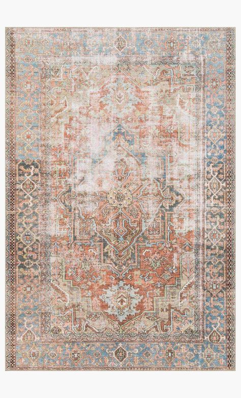 LQ-15 TERRACOTTA / SKY | Loloi Rugs Loloi Rugs, Rug Direct, Burke Decor, Persian Area Rugs, Boho Home, Johannesburg, Carpet Runner, Sky High, Terra Cotta