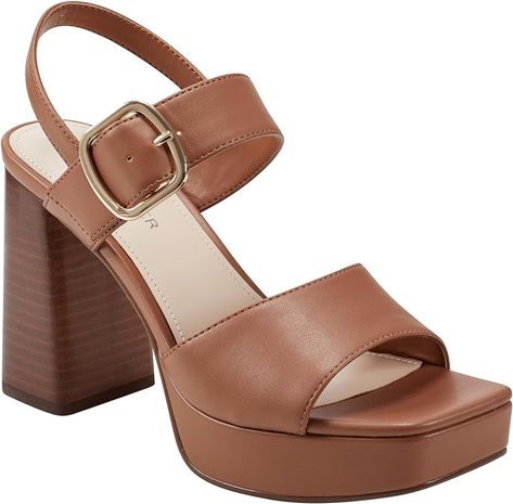 Amazon.com | Marc Fisher Women's Graduate Heeled Sandal, New Luggage 101, 7 | Platforms & Wedges Sandal Platform, The Graduate, Heeled Sandal, Chunky Platform, Marc Fisher, Luxe Gifts, Dress Sandals, Dress And Heels, Platform Wedges