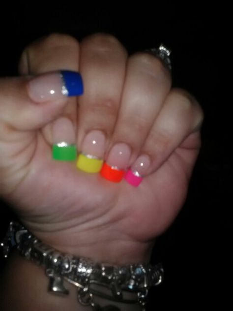 Pride Nails Pride French Tip Nails, Rainbow Nails French Tip, Gay Pride Nails, Pride Nails, Nails French Tip, Designer Nails, Girly Acrylic, Nails Arts, Hippie Nails