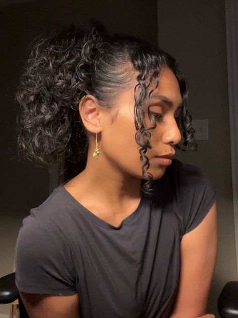 Curly High Ponytail With Bangs, Curly Pony Tailed Hairstyle, Ponitalli Hairstyle Curly Hair, Curly Hair Ponytail With Bangs, Tyla Hairstyles Curly, Curly Ponytail With Bangs Black Women, Curly Hair High Pony, Curly High Ponytail Hairstyles, Low Pony Hairstyles Curly Hair