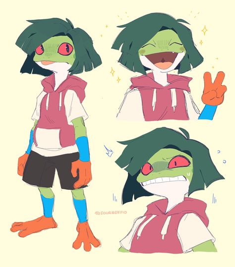 Stitched Character Design, Rainbow Character Design, Frog Oc, Frog Girl, What Have I Done, Mythical Creatures Art, Cartoon Character Design, Cute Art Styles, Character Design References