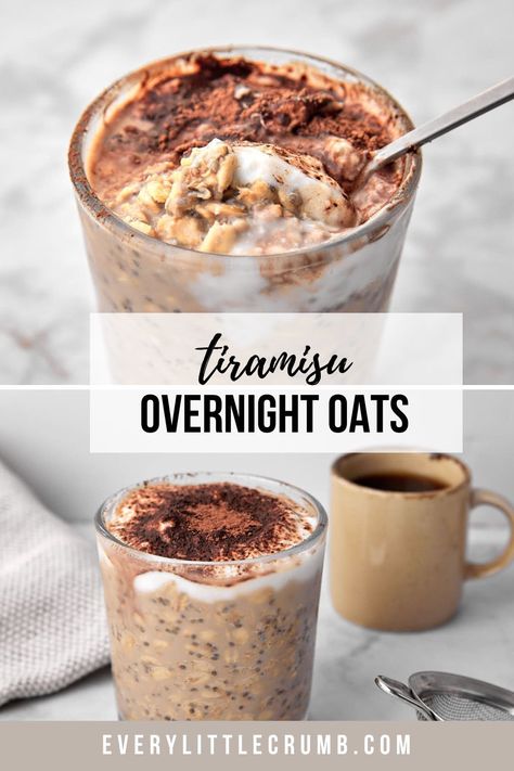 Overnight Oats Tiramisu Recipe, Cold Brew Overnight Oats Recipe, Overnight Oat Tiramisu, Espresso Overnight Oats Healthy, Overnight Oats Espresso, Vegan Tiramisu Overnight Oats, Tone It Up Overnight Oats, Healthy Tiramisu Overnight Oats, Tiramisu Oats Overnight