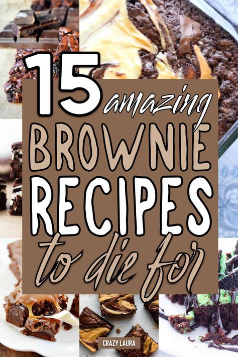 Need a new way to make delicious brownies at home?! Check out these 15 amazing recipes for ideas to try! Fancy Brownies Ideas, Brownie Deserts, Tasty Dessert Recipes, Best Brownie Recipes, Amazing Brownies, Blondie Recipes, Bars Ideas, Butterscotch Brownies, Birthday Brownies