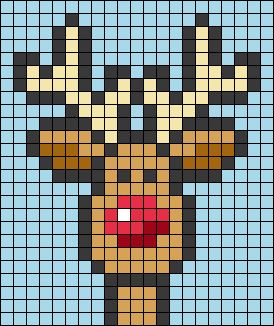 Alpha friendship bracelet pattern #62572 added by sodapop. reindeer deer animal head nose antlers christmas rudolph festive holiday winter keyring keychain. Christmas Beads Patterns, Alpha Christmas Patterns, Pixel Art Ideas Christmas, Christmas Pixel Art Easy, Holiday Pixel Art, Xmas Pixel Art, Pixel Christmas Art, Pixel Art Pattern Christmas, Christmas Grid Pattern