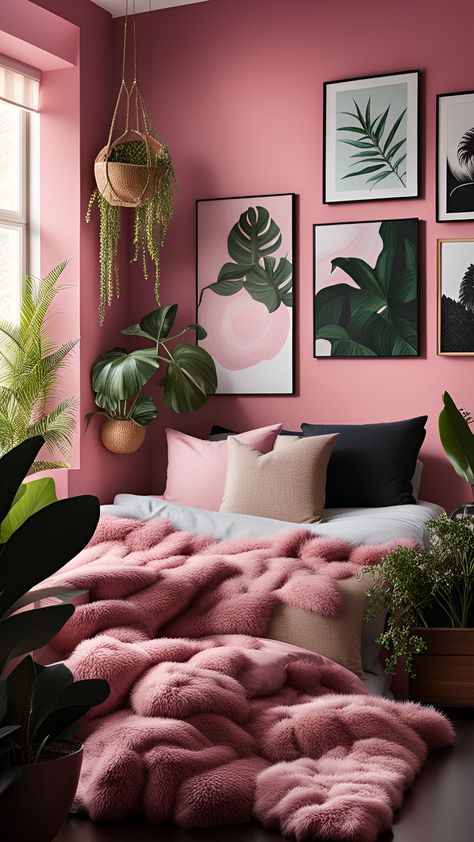 Cozy Comfort in Pink: Hygge-Inspired Bedroom Pink Bedroom Walls, Ultimate Bedroom, Pink Bedroom Design, College Apartment Living Room, Apartment Decorating On A Budget, Pink Bedroom Decor, Beautifully Organized, Blush Beauty, Pink Paradise