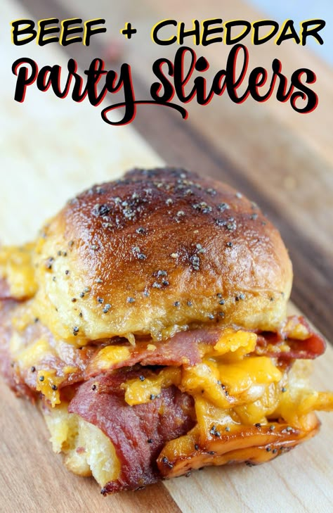 Beef And Cheddar Sliders, Recipes With Hawaiian Rolls, Beef And Cheddar, Roast Beef And Cheddar, Roast Beef Sandwich Recipes, Crowd Recipes, Sliders Recipes Beef, Sliders Recipes Hawaiian Rolls, Party Sliders