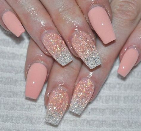 Acrylic Ombre, Pink And White Nails, Solar Nails, Silver Glitter Nails, Ombre Nail, Nagel Tips, Spring Styles, Colorful Nails, Pretty Nail Designs