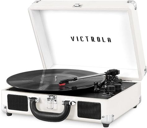 Amazon.com: Victrola Vintage 3-Speed Bluetooth Portable Suitcase Record Player with Built-in Speakers | Upgraded Turntable Audio Sound|White/Silver, Model Number: VSC-550BT-WHT-EA : Electronics Victrola Record Player, Suitcase Record Player, Vintage Record Player, Vinyl Player, Vinyl Record Player, Vintage Suitcase, Audio Sound, Record Players, Vintage Records