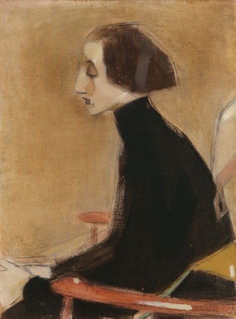 The Seamstress, Half-Length Portrait (The Working Woman) by Helene Schjerfbeck - Artvee Helene Schjerfbeck, Self Portraits, Historical Painting, Art Society, Plein Air Paintings, Working Woman, Female Artists, Travel Art, Pillow Art