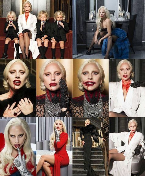 AHS Hotel Elizabeth Johnson Ahs, Ahs Character Costumes, American Horror Story Coven Costume, Lady Gaga Hotel Costume, Countess Ahs Costume, Horror Icons Costumes, The Countess Ahs Costume, Lady Gaga Ahs Hotel Outfits, Ahs Costume Ideas