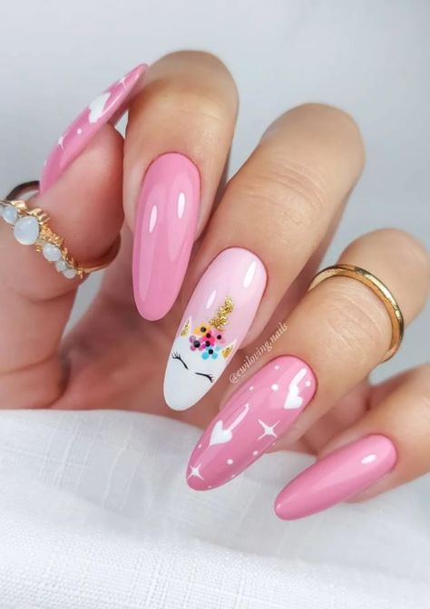 Pink Nail Designs Classy, Nail Designs Unicorn, Best Pink Nails, Cute Pink Nail Designs, Pink Nails Art, Unicorn Nails Designs, Unicorn Nail Art, Cute Pink Nails, Acrylic Pink