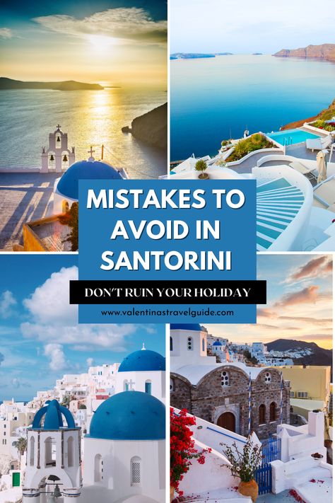 Planning a trip to Santorini? Be prepared before enjoying your next dream vacation in Santorini. Between looking for what to do and see, don't miss this fantastic list of mistakes first-time travelers do in Santorini. Are you scared? Don't be! Read on and plan your next vacation in Santorini as you have never done before! Santorini travel tips | Santorini vacation | things to don't do in Santorini | mistake to avoid in Santorini One Day In Santorini, What To Do In Santorini Greece, What To Wear In Santorini, Pyrgos Santorini, Hotels In Santorini Greece, Santorini Vacation, Greece Cruise, Santorini Travel Guide, Things To Do In Santorini