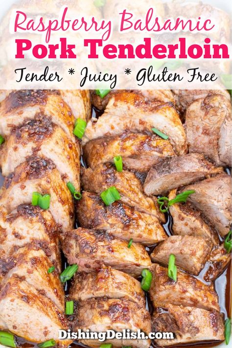 Savory Gluten Free, Balsamic Pork Tenderloin, Spinach Recipes Healthy, Balsamic Pork Tenderloins, Balsamic Vinegar Recipes, Juicy Pork Tenderloin, Balsamic Pork, Gluten Free Main Dishes, Raspberry Preserves