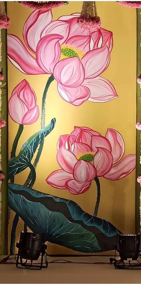 Lotus Mural, Painting Motifs, Diwali Painting, Painting Corner, Home Wall Painting, Abstract Painting Diy, Circle Mehndi, Gold Art Painting, Lotus Painting