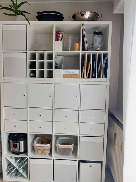 Ikea Kallax Shelf Unit, Small Office Storage, Kallax Shelf Unit, Ikea Kallax Shelf, Shelf Units, Office Organisation, Chicago House, Kallax Shelf, Ikea Kallax