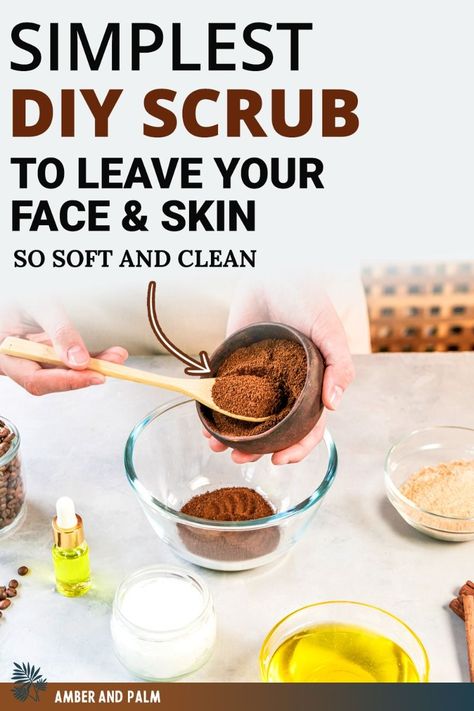 Single Best DIY Exfoliating Face Scrub Recipe For Soft & Glowing Skin. #ароматерапия #уходзакожей #эфирныемасла #натуральныемасла #релаксация #спа #красота #здоровье #косметика #увлажнение Diy Face Exfoliant, Face Exfoliator Diy, Diy Face Exfoliator, Diy Exfoliating Face Scrub, Homemade Face Scrub, Easy Diy Scrub, Diy Facial Scrub, Blackheads Popping Videos Faces, Face Scrub Recipe