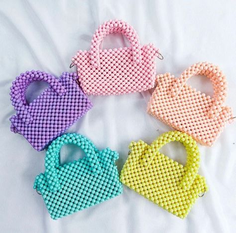 LoveThyCloset | Pastel Elegance Sling Bag 💁🏻‍♀️ Chic and charming, our beaded bags in trendy pastel shades with a detachable sling strap are the perfect a… | Instagram Trendy Beaded Shoulder Bag, Rectangular Beaded Bag For Fashion Accessory, Triangle Beaded Bag, Trendy Multicolor Beaded Bags, Vintage Pink Beaded Bag, Hand Beaded Bag, Bead Crafts Diy, Beaded Handbag, Beaded Crafts