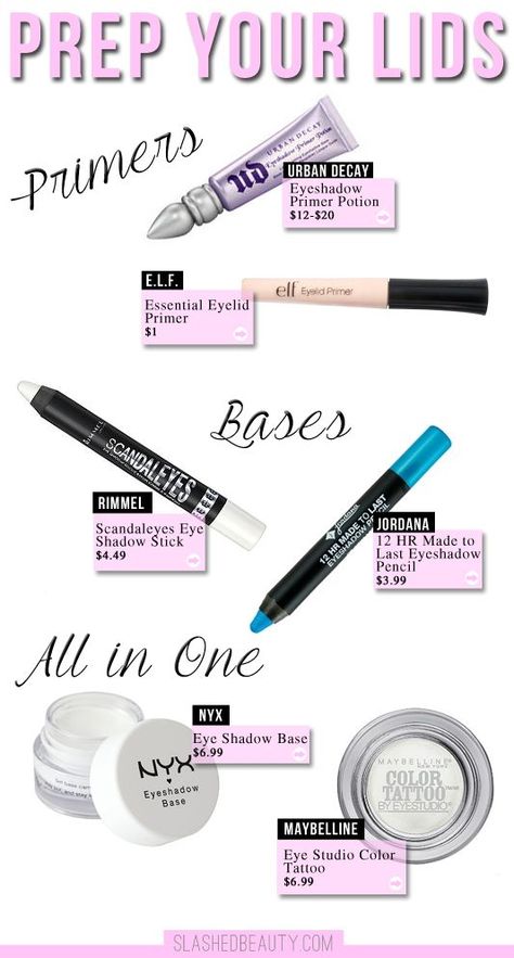 The Difference Between Eyeshadow Primer and Base | Slashed Beauty Best Eyeshadow Primer, Eye Shadow Primer, Nyx Eyeshadow, Trendy Eyeshadow, Best Eyeshadow, Eyeshadow Base, Makeup Guide, Eyeshadow Primer, Trendy Makeup