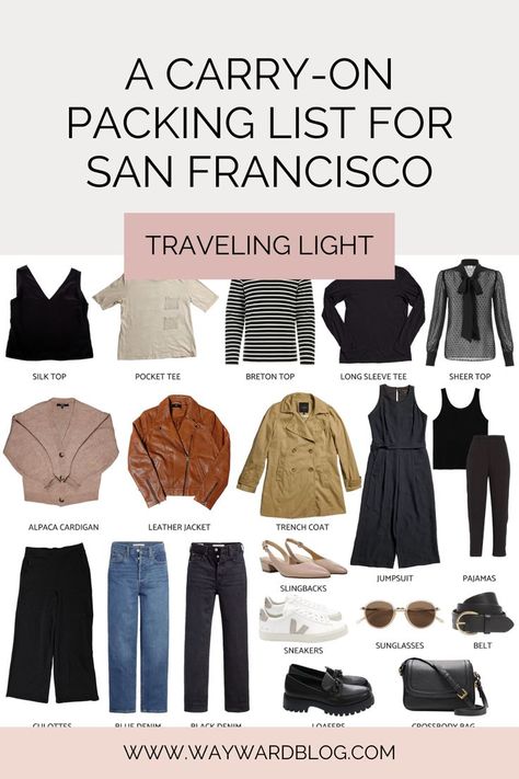 Simplify your travel experience with this curated carry-on packing list for a weekend in San Francisco – travel light while ensuring you have all the essentials. San Francisco Travel Outfit, Long Weekend Packing List, San Francisco Packing List, Long Weekend Packing, Weekend Trip Packing, Fall Packing List, Weekend Packing List, Weekend In San Francisco, Her Packing List